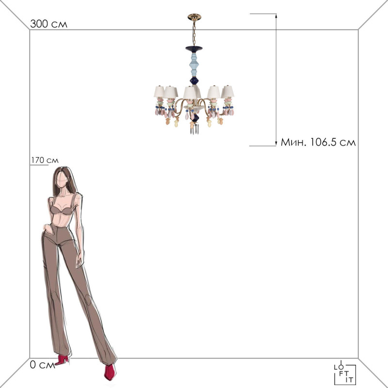 Светильник 88 см, Loft It 10203/10 Mult, разноцветный