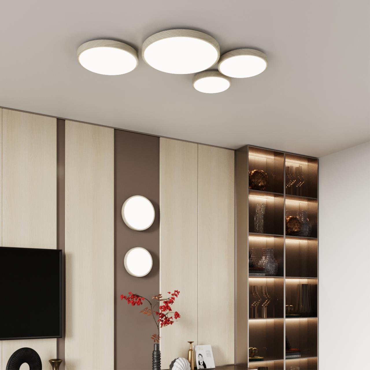 Cветильник 50*6 см, LED 72W, 3000-4200-6300 К, IP43, белый/беленый под дерево, пластик Sonex Losta, 7628/EL