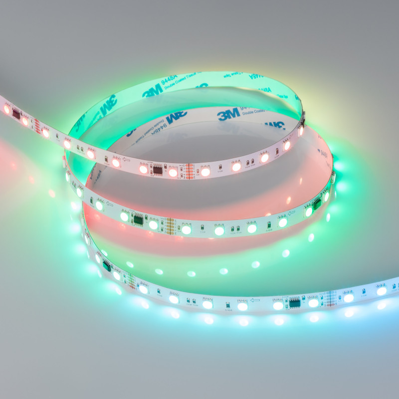 Лента DMX-B60-10mm 24V RGB-PX6 (14 W/m, IP20, 5060, 5m), Arlight 039183. Цена указана за 5 метров. Продается кратно 5 метрам.