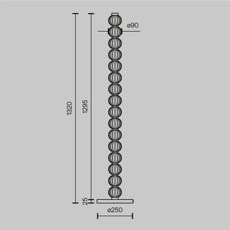 Торшер 25*25*132 см, LED, 33W, 3000К, Maytoni Amulet MOD555FL-L23G3K золотой