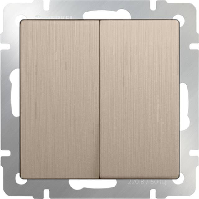 WL10-SW-2G-2W / Выключатель двухклавишный проходной (шампань рифленый), 4690389085321