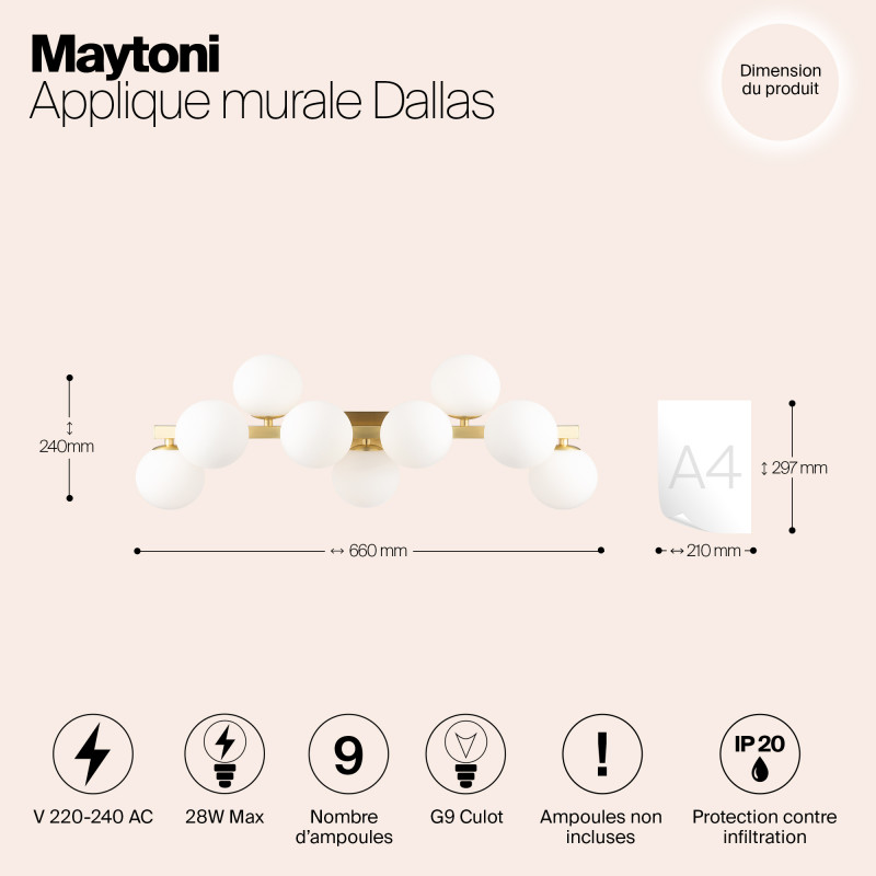 Светильник 66 см, Maytoni MOD547WL-09BS, золото