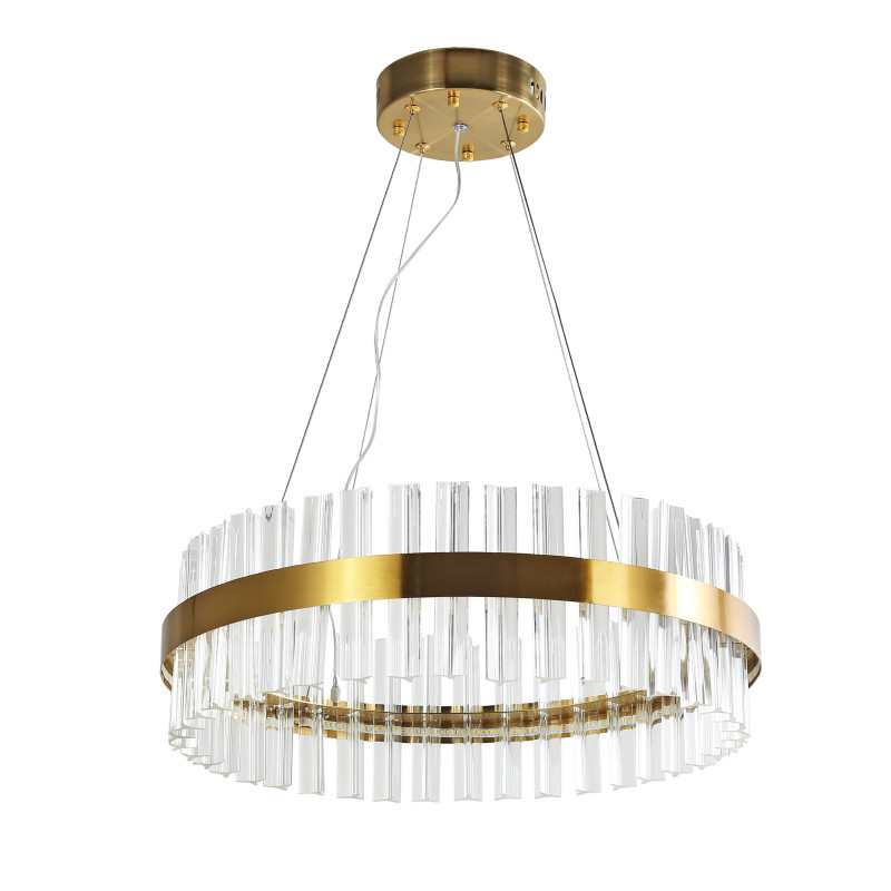 Подвесная люстра Favourite Placerat 4012-5P, D500*H150/1150, золота, плафон состоит из объемных стеклянных элементов необычной формы