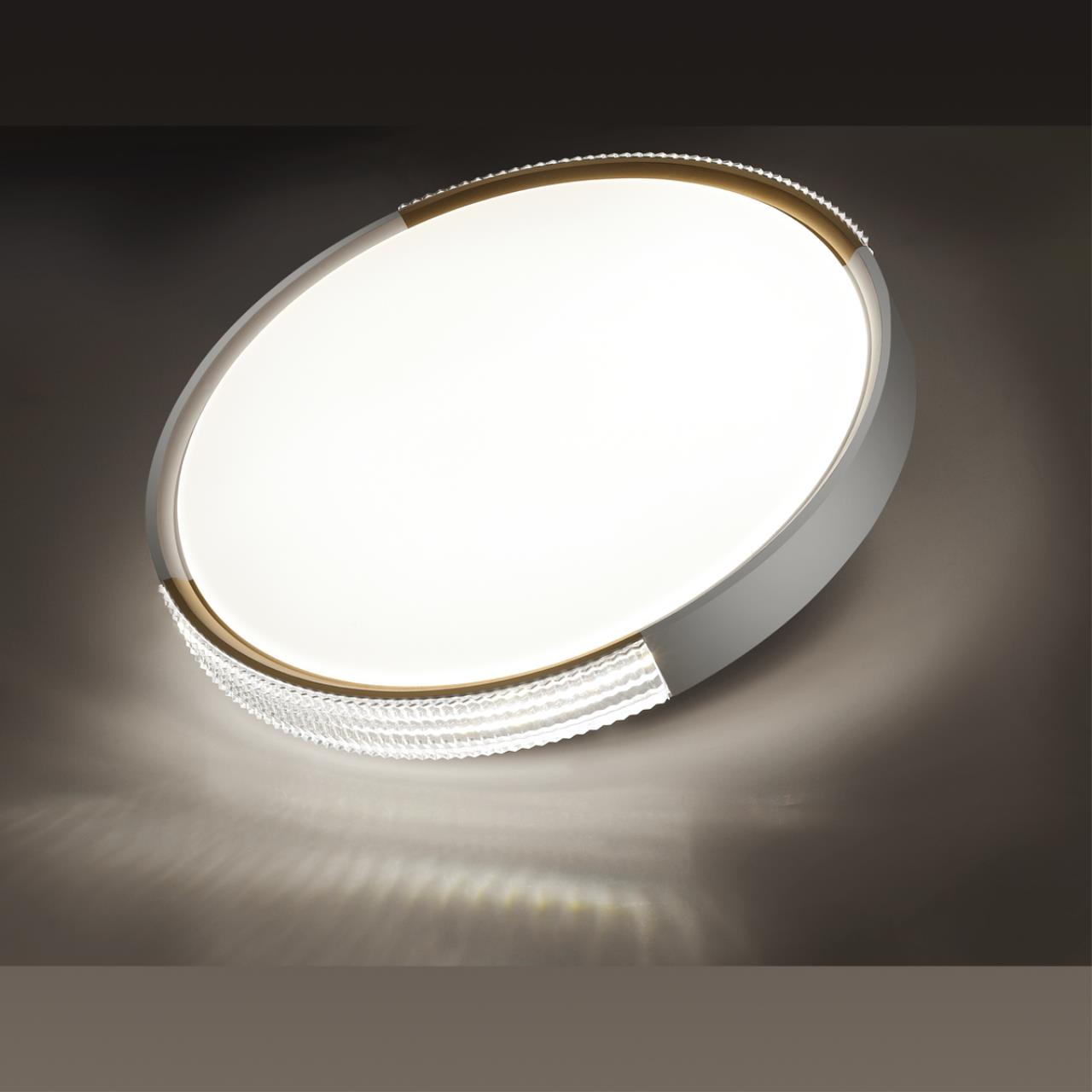 Cветильник 40*6,5 см, LED 48W, 3000-6000 К, IP43, белый/золотистый, пластик Sonex Velio, 7612/DL