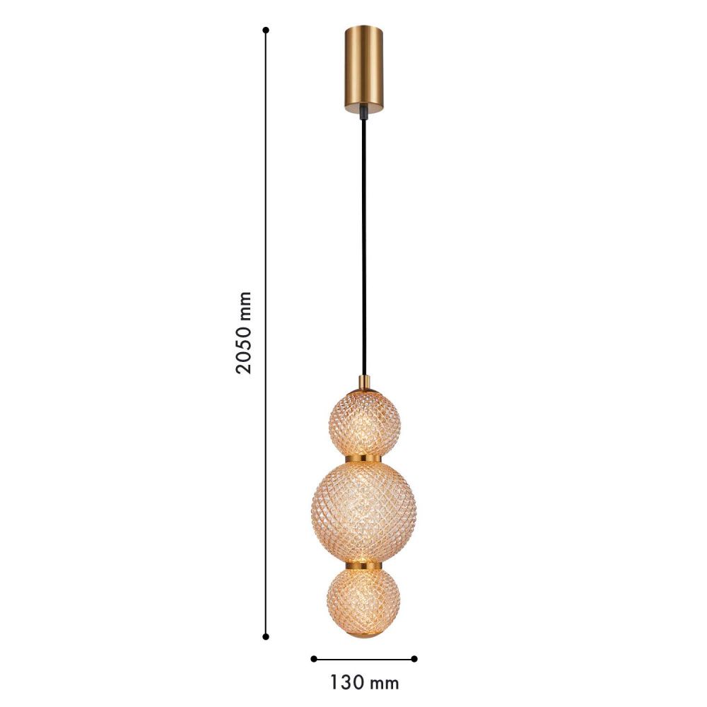 Подвес 13*44-205 см, 1*LED, 7W, 3000K, F-Promo Kiran 4612-1P, латунь