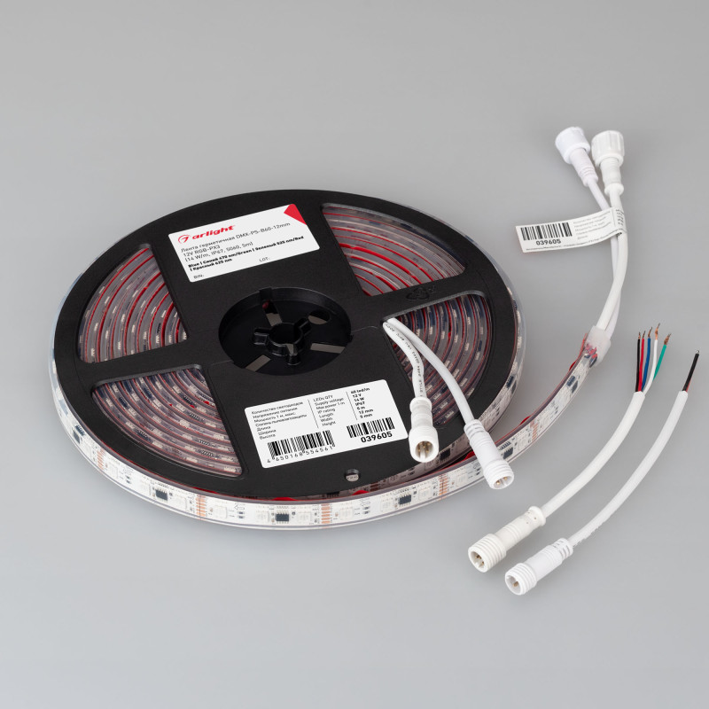 Лента герметичная DMX-PS-B60-12mm 12V RGB-PX3 (14 W/m, IP67, 5060, 5m), Arlight 039605. Цена указана за 5 метров. Продается кратно 5 метрам.