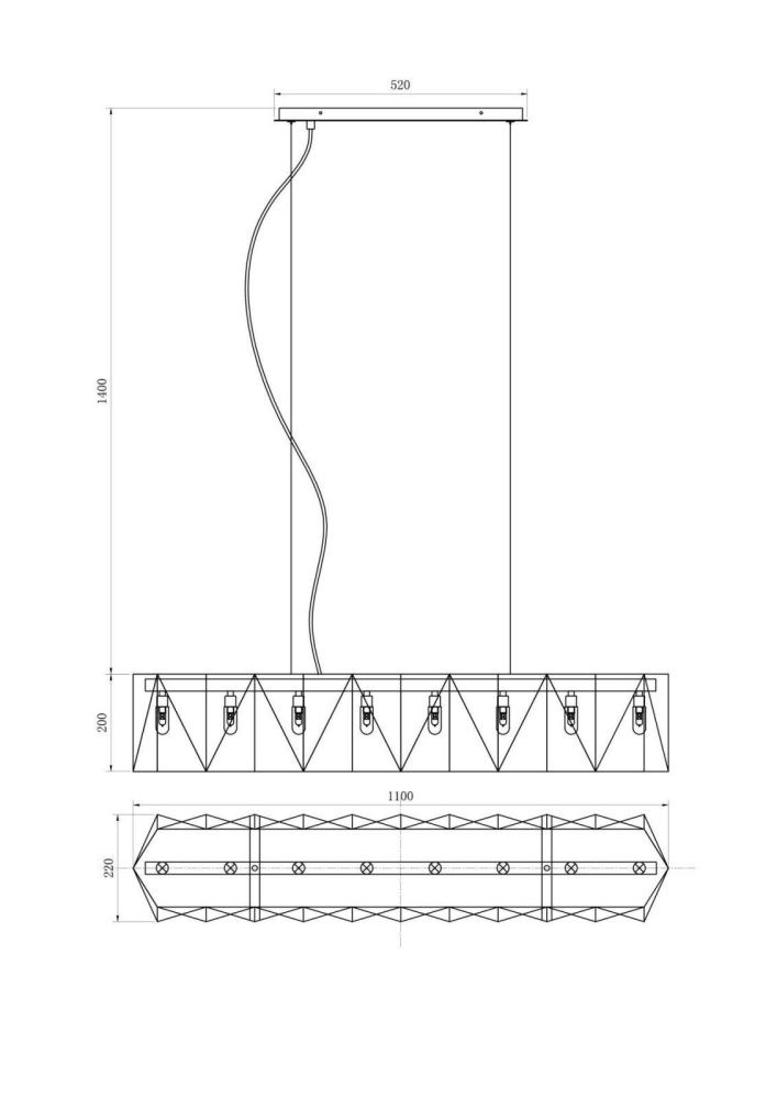 Люстра 110*22*140 см, 8*G9*20W, Lucia Tucci Moon MOON 4671.8 black, черный