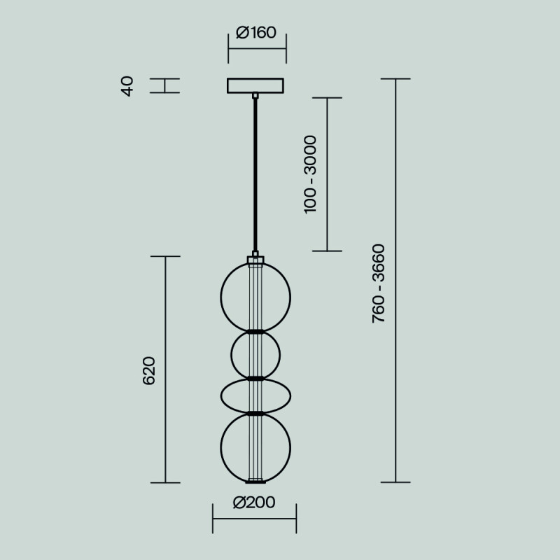Подвесной светильник 20*20*387 см, LED, 36W, 3000К, Maytoni Futuro MOD307PL-L36BS3K латунный
