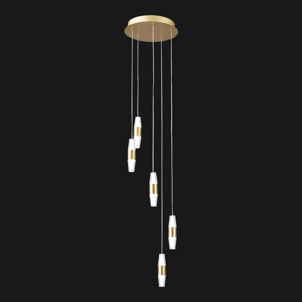 Люстра подвесная *25*80-150 см, 10*led*2W, 4000K, Lussole Hopkins LSP-7400, матовое золото