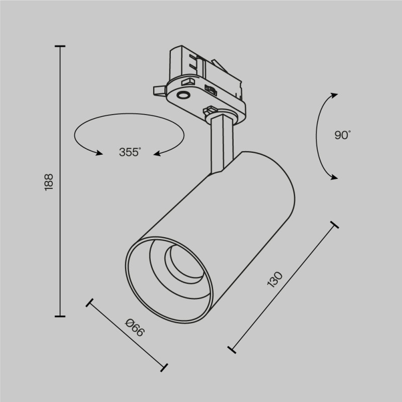 Трековый трехфазный светильник 7 см, 20W, 2700-5000K, Maytoni Focus Led TR197-3-20WCCT-M-B, черный