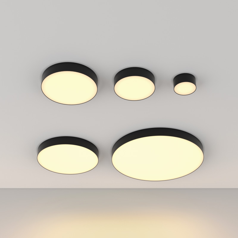 Накладной светильник 12*12*6 см,  LED, 12W, 3000К, Maytoni Technical Zon C032CL-12W2.7K-RD-B черный