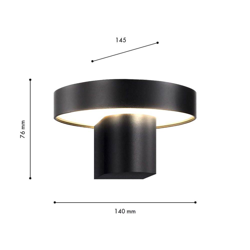 Уличный настенный светильник 14*7,5 см, 1*LED, 12W, 4000K, Favourite Grybas 4640-1W, черный матовый