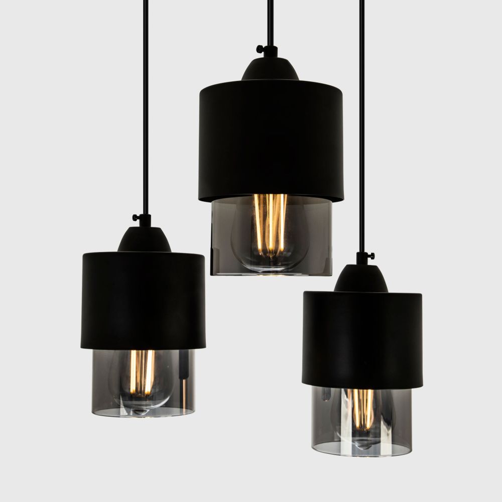 Подвесной светильник 34*34*80 см, Е 27 3x60W, Чёрный, Дымчатый MODEMODERN MD.0650.3R