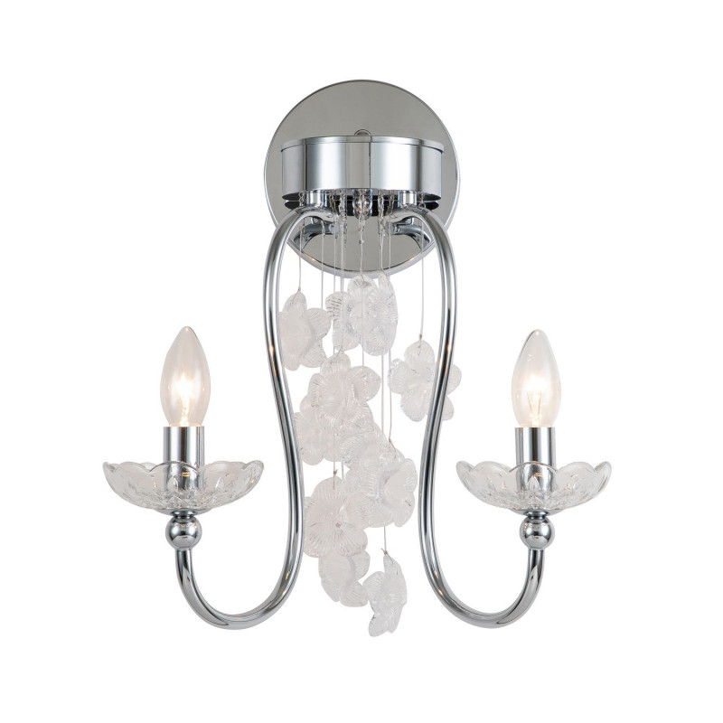 Бра Favourite Bellis 2870-2W, D360*W205*H410, хром, блюдца из прозрачного стекла, декоративные элементы из прозрачного стекла