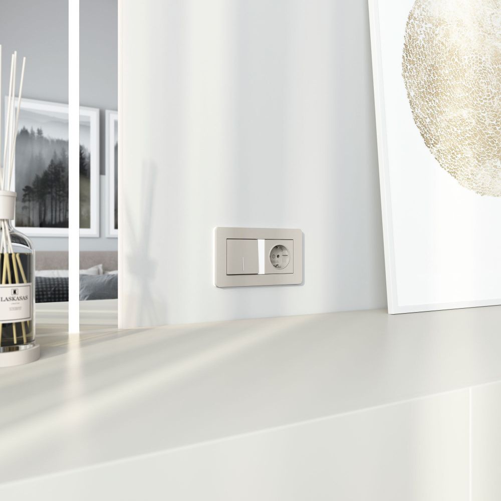 W1212104 Выключатель одноклавишный проходной с подсветкой, дымчатый Werkel, 4690389211898