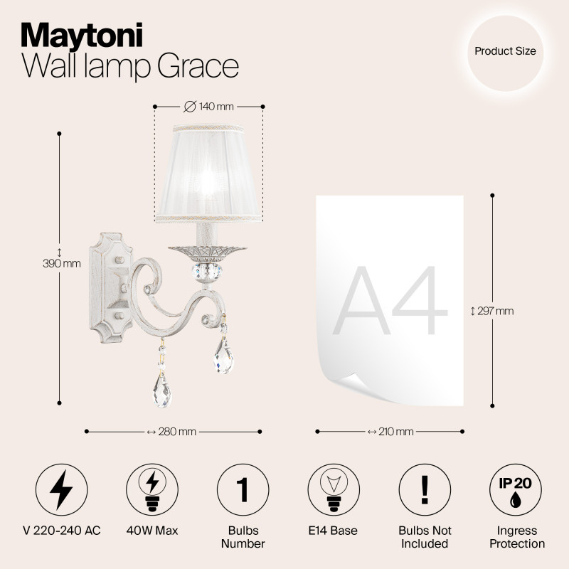 Бра Maytoni ARM247-01-G Кремовое золото
