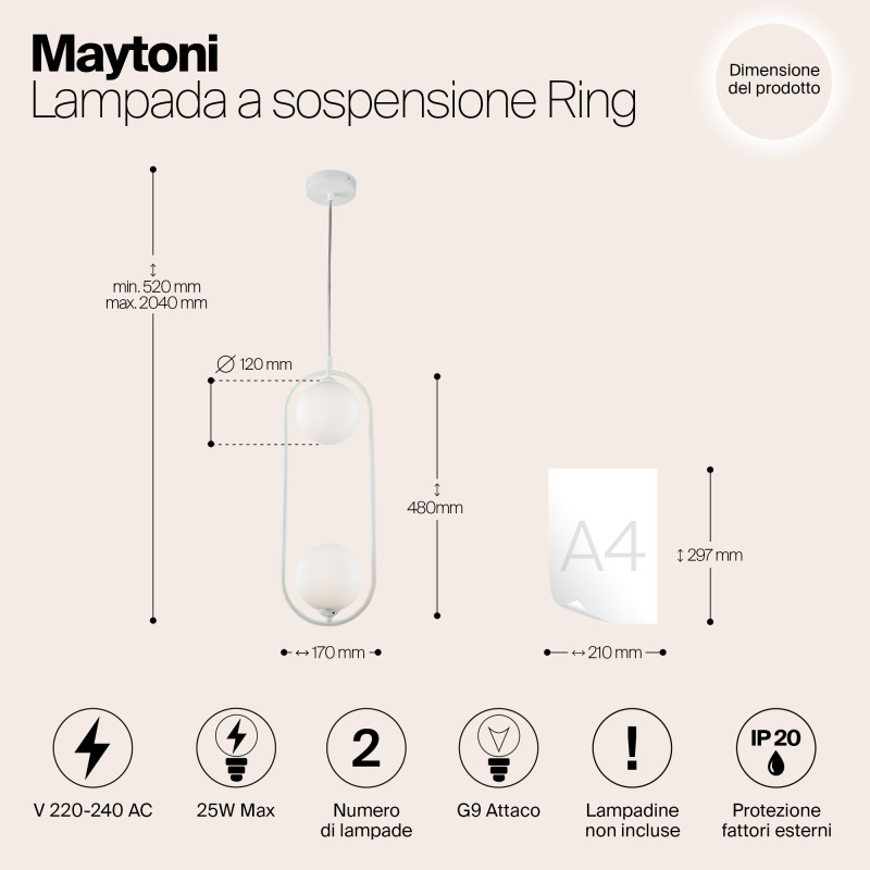 Подвесной светильник Maytoni Ring MOD013PL-02W, белый