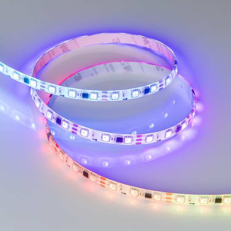 Лента герметичная SPI-SE-B60-10mm 12V RGB-PX3 (14.4 W/m, IP65, 5060, 5m) (Arlight, бегущий огонь) 026366(2). Цена указана за 5 метров. Продается кратно 5 метрам.