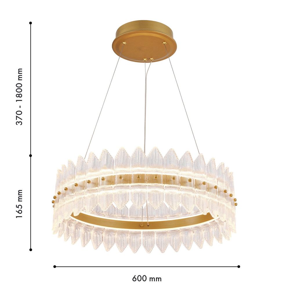 Люстра *51*70-120 см, *LED*38W, 3000K, Favourite Mirabella 4754-5P, латунь