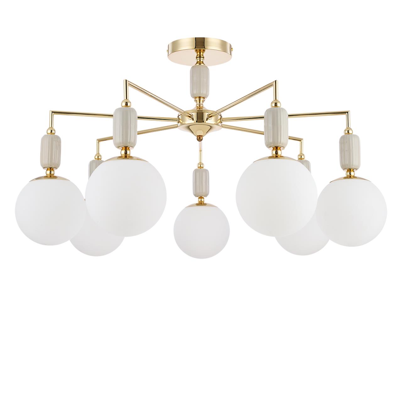 Люстра потолочная 81*47 см, 7*E14 Lumion Vivien 6580/7C французское золото, серый