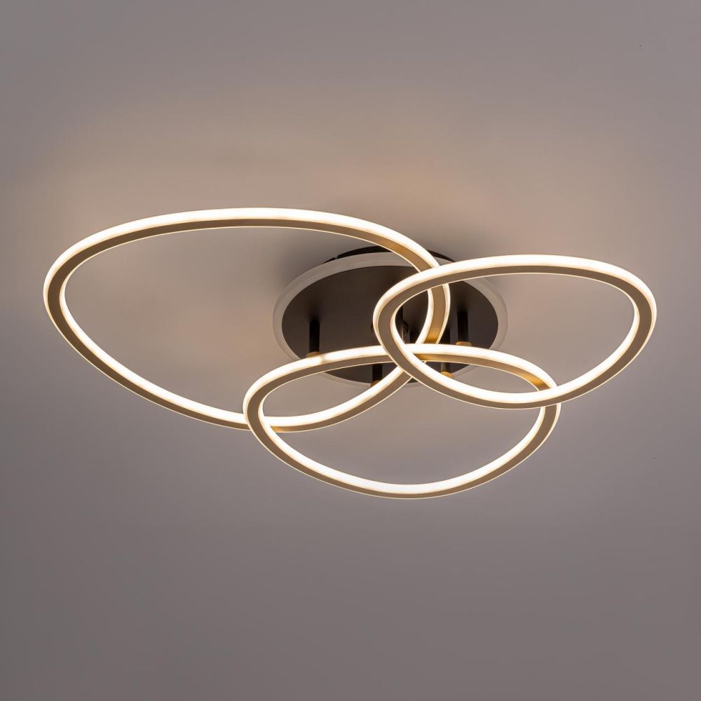 Люстра 51 см, 130W, 3000-5500К, 9000Lm, 24 м2 Citilux TRIO Черный+Золото CL215B132 с пультом