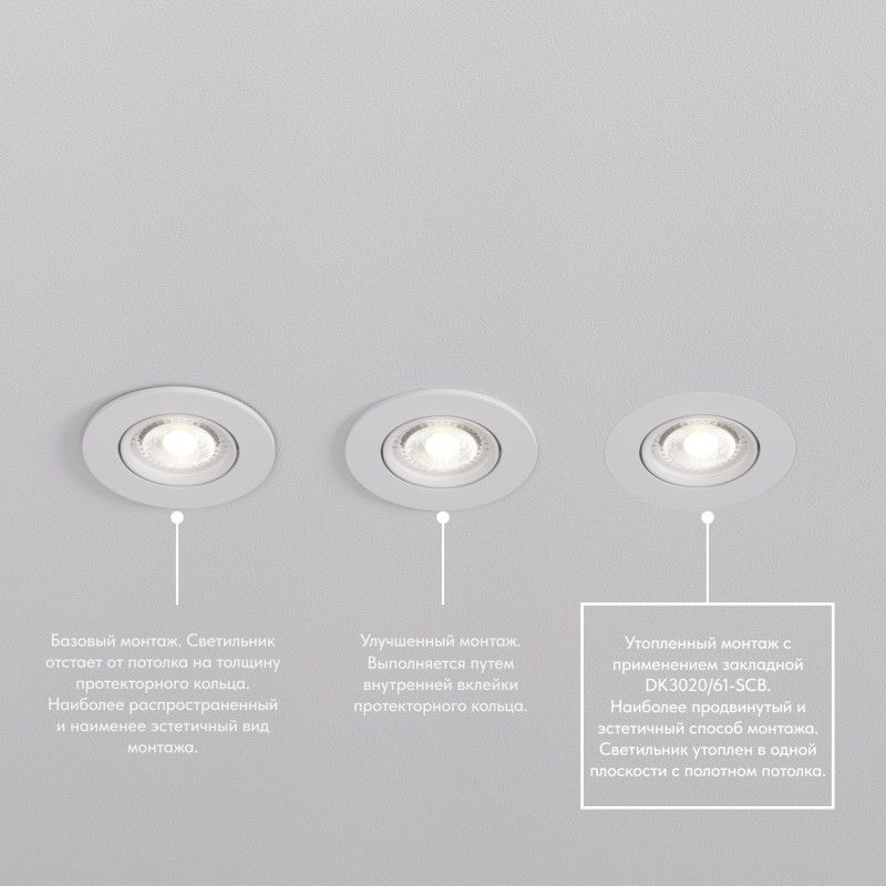 Светильник встраиваемый 9*9*2,5 см, вр 7,5 см, 1*GU5.3*10W, Denkirs Billum DK3020-WH, белый