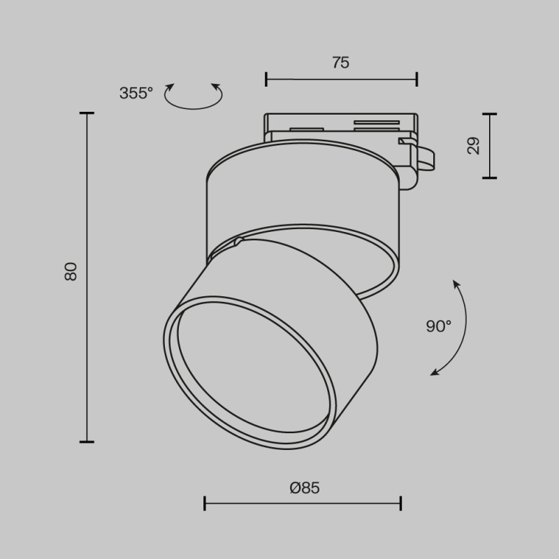 Трековый светильник 8,5*11 см, LED 12W 4000K Maytoni Technical ONDA TR007-1-12W4K-B-1 черный