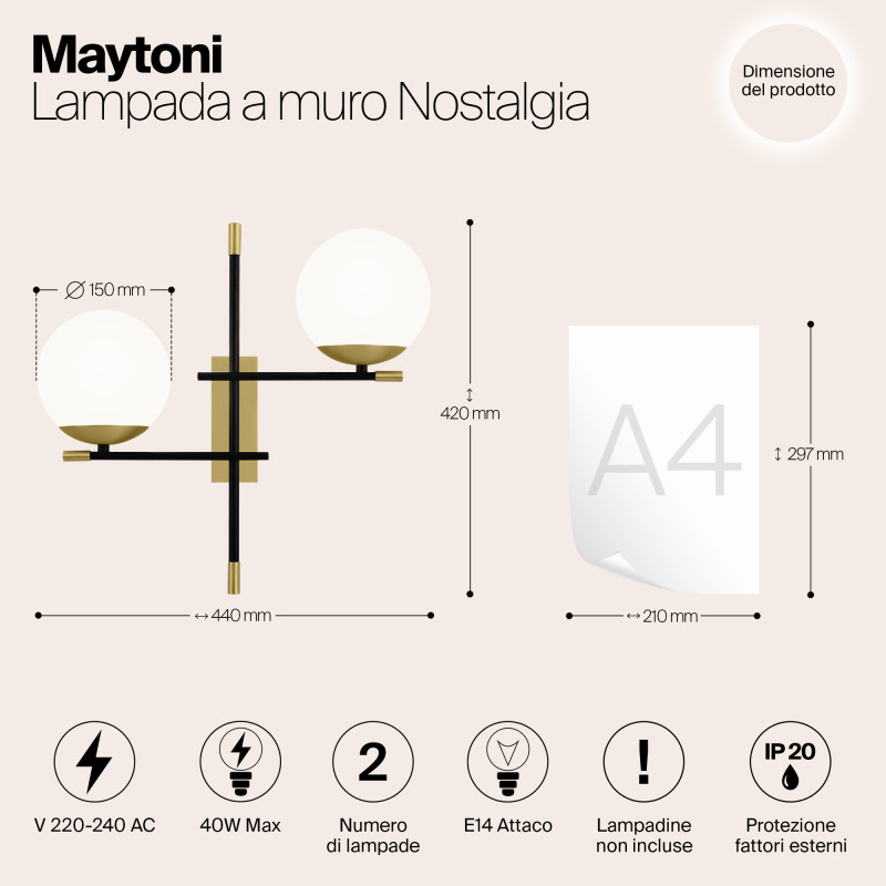 Бра Maytoni Nostalgia MOD050WL-02G, матовое золото