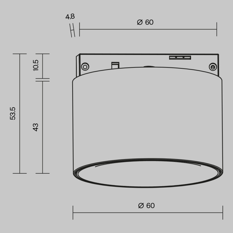 Трековый светильник 6*3,7 см, LED 5W 2700K Maytoni Technical Accessories for tracks Levity Alfa S TR188-1-5W2.7K-M-B черный