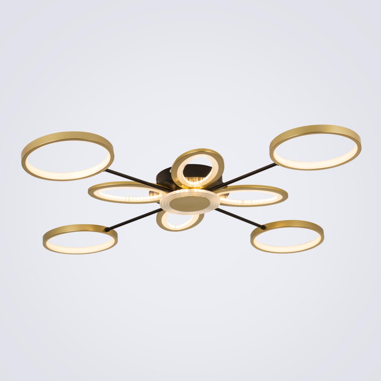 Светильник 108*108*8 см, LED 70W, 3000 / 6000K, Золото LED4U L3105-8