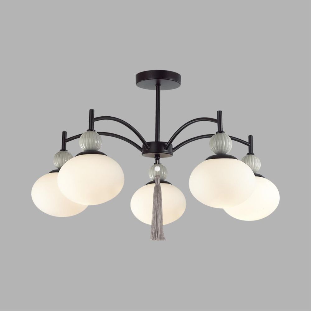 Люстра потолочная *69,5*43-43 см, 5*E14*40W, Lumion Gloriya LUM8273/5C, черный; серый