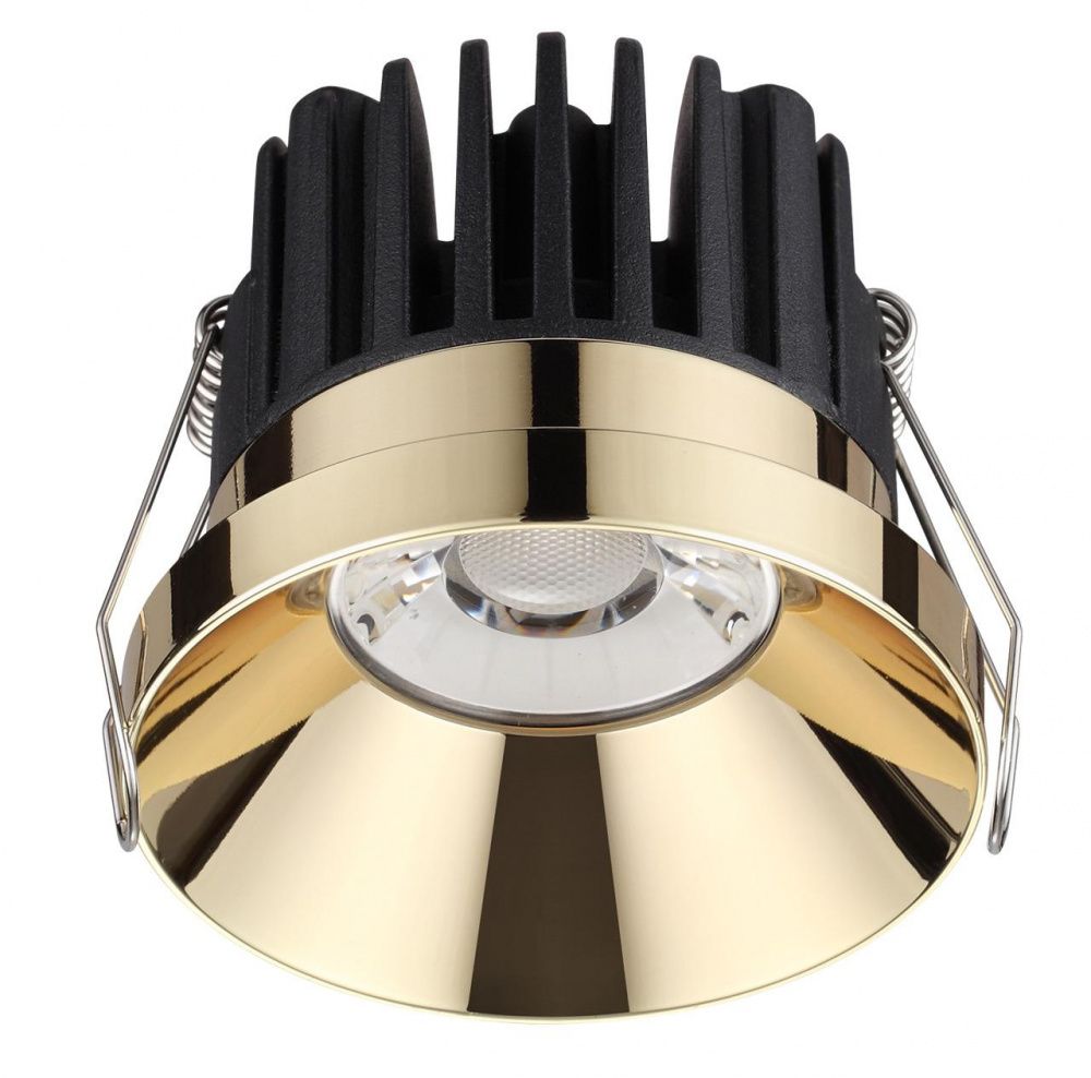 Встраиваемый светильник 8 см, 10W, 3000К, золото, теплый свет, Novotech Metis 357909, светодиодный