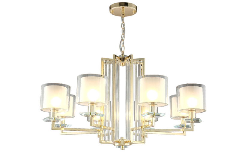 Люстра 86 см, Crystal Lux NICOLAS SP-PL8 GOLD/WHITE золото/прозрачный
