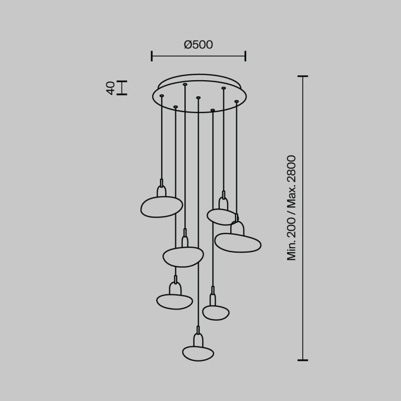 Подвесной светильник 51*51*280 см, LED 45W, 3000 / 6000K, Черный, Золото MODESTYLE MS.2326.7