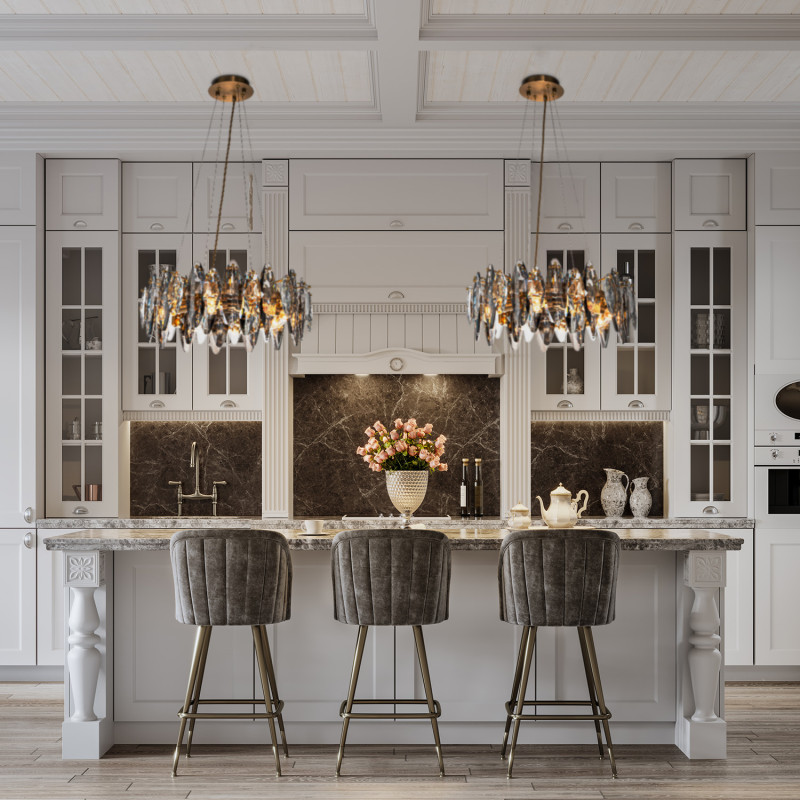 Подвесная люстра 50*130 см, 8*E14, 320W, Favourite Glans 4303-8P латунный