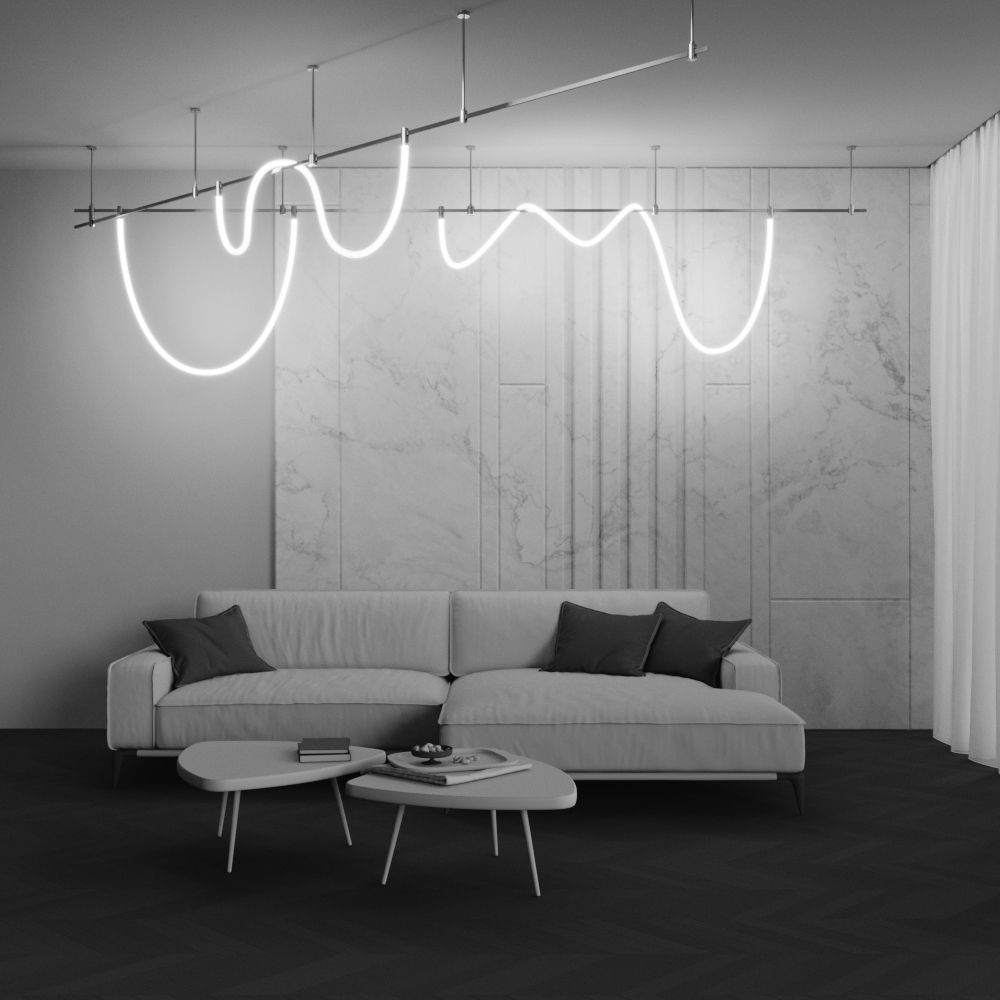 Трековый магнитный светильник 200 см, 27W, 3000K, Maytoni Technical Tau Flarity TR154-1-27W3K-PT, платина