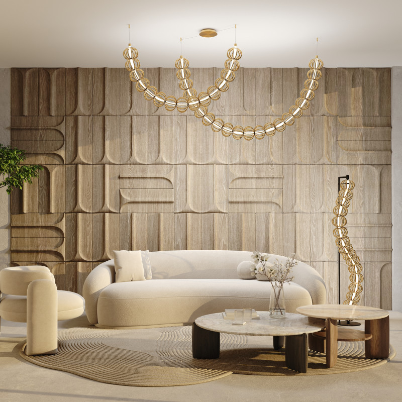 Торшер 56,9*25*154,7 см, LED*48W, 3000 К, Golden Cage MOD216FL-L38G3K Maytoni, Золото