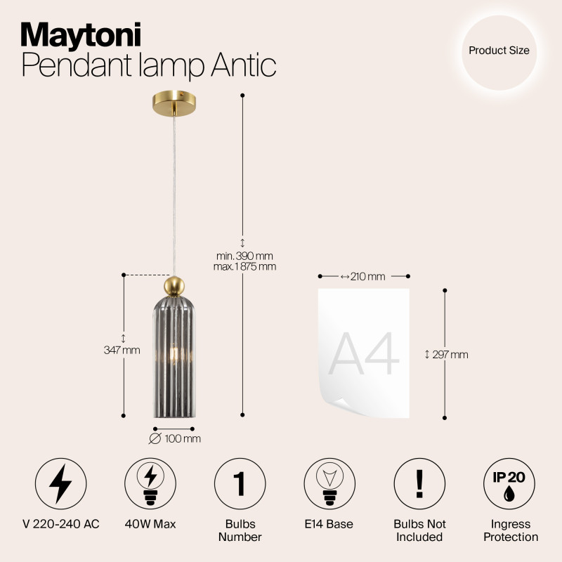 Светильник 10 см, Maytoni Antic MOD302PL-01GR, латунь