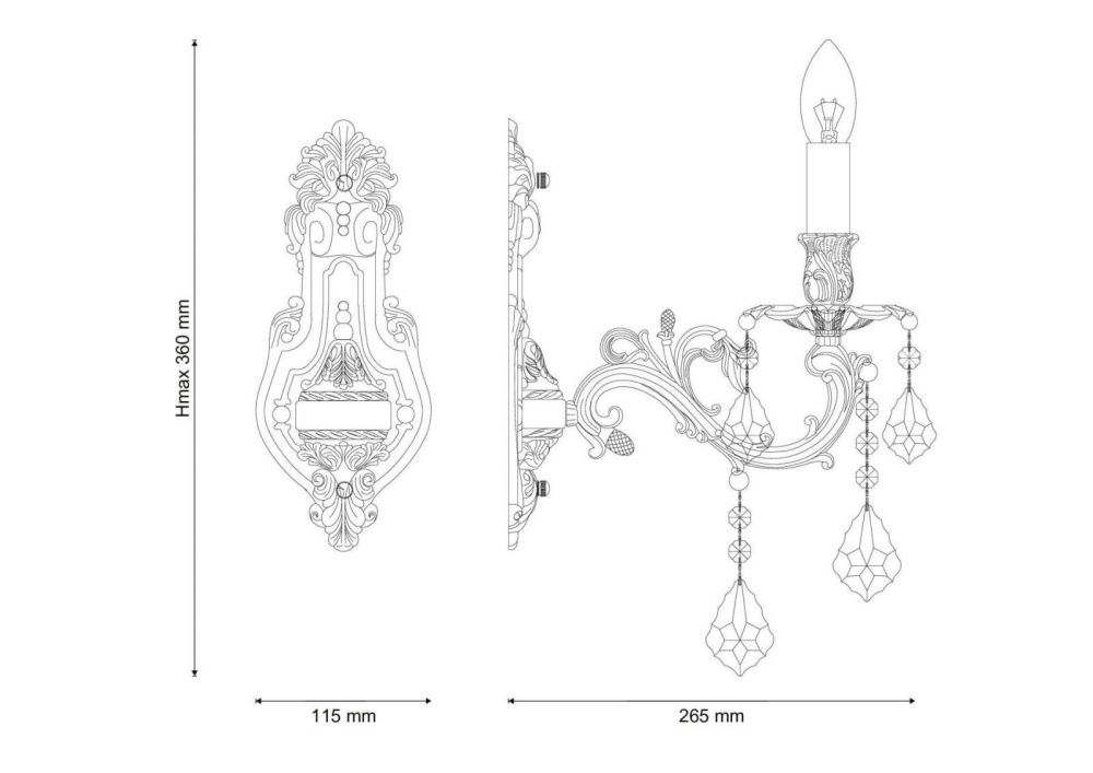 Бра *11,5* см, 1*E14*60W, Lucia Tucci Barletta BARLETTA W122.1 cream white, белый