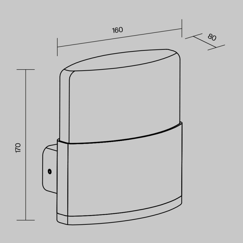 Светильник настенный 8*16*17 см, LED, 12W, 3000К, Maytoni Rom O442WL-L12GF3K1 серый