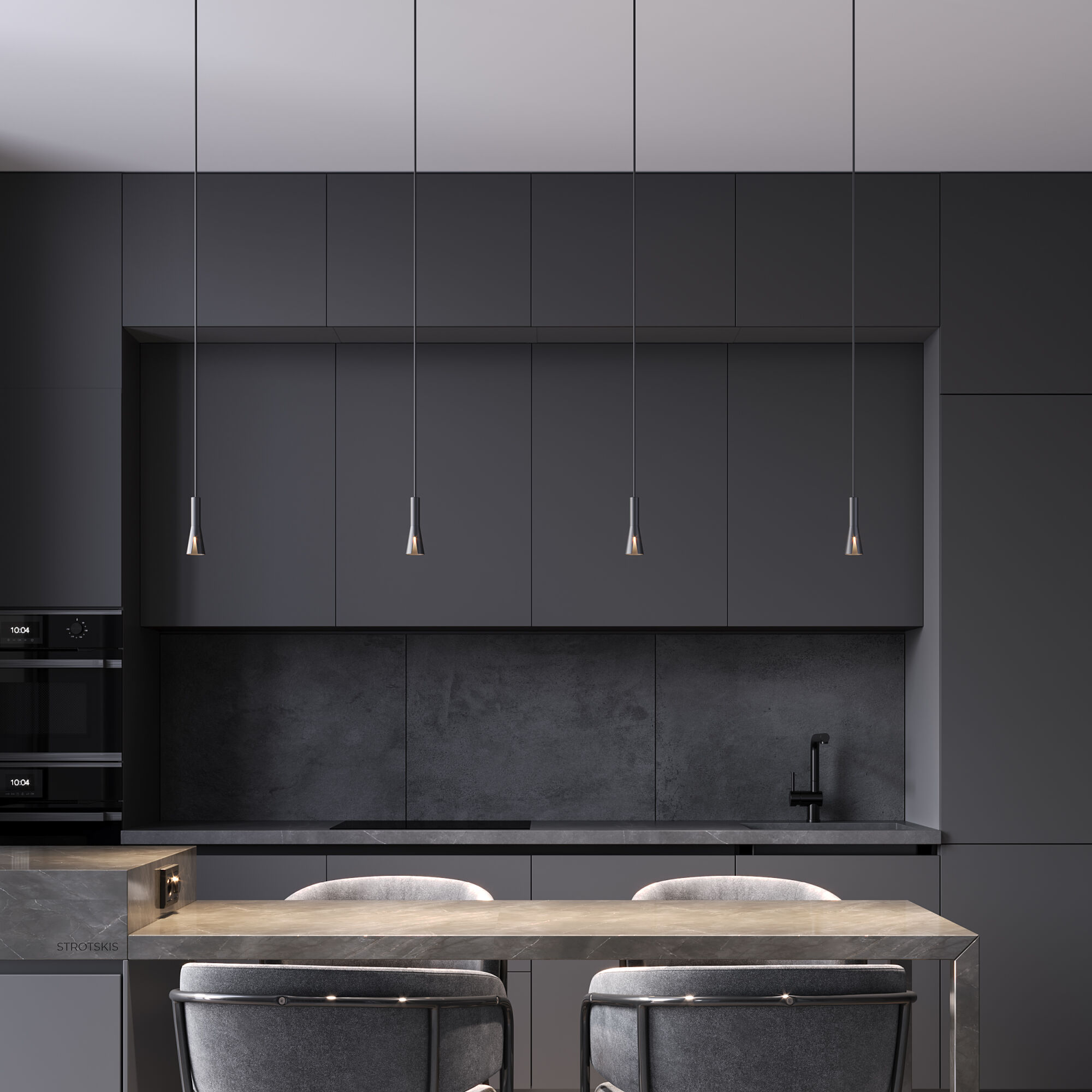 Подвесной акцентный светильник 4*4*142 см, 5W 4000K Elektrostandard Pino 50311 LED черный