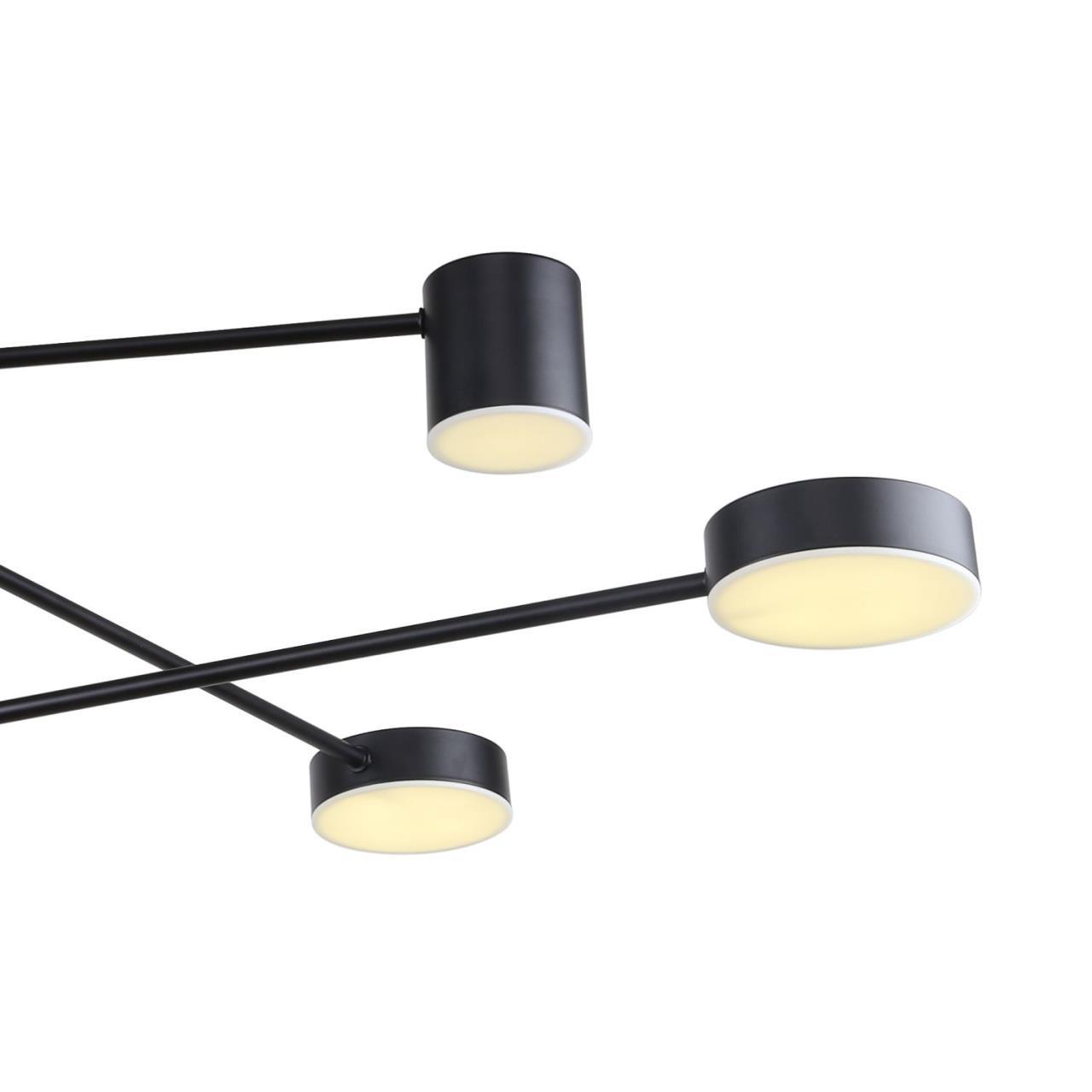 Люстра F-Promo Ducan 3094-6P, D900*H490/790, каркас черного цвета, плафоны разных форм и размеров, рассеиватели из белого акрила