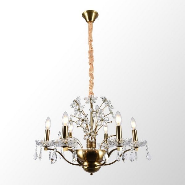 Подвесная хрустальная люстра 65 см, Lussole Rains LSP-6011, золото