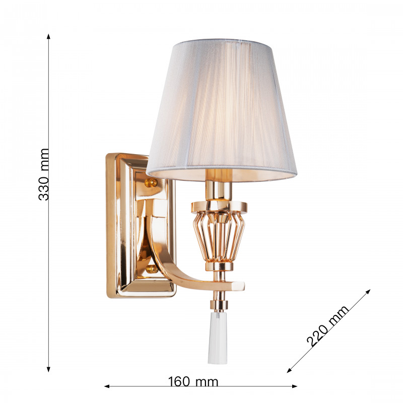 Бра Favourite Sade 2690-1W, D220*W160*H330, золотой гальваники, абажур из серой нити, декоративные элементы выполнены из прозрачного стекла