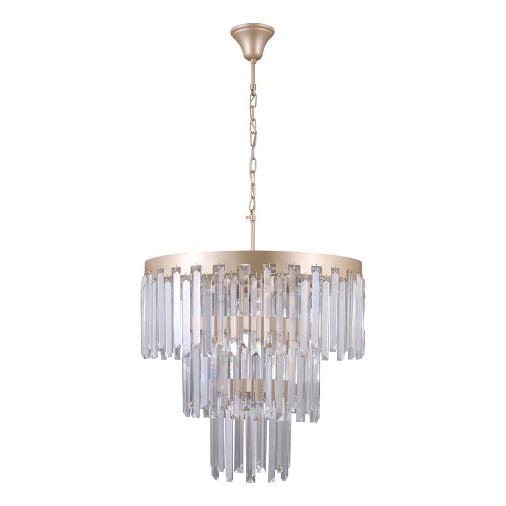 Люстра 54*54*110 см, 9*E14 Gerhort G21132/9CPGD CL, Золото шампань;Прозрачный