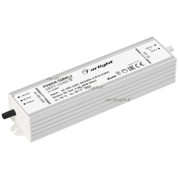 Блок питания для светодиодной ленты Arlight 020007 17,9*4,1*3,1 см, 80W, K,