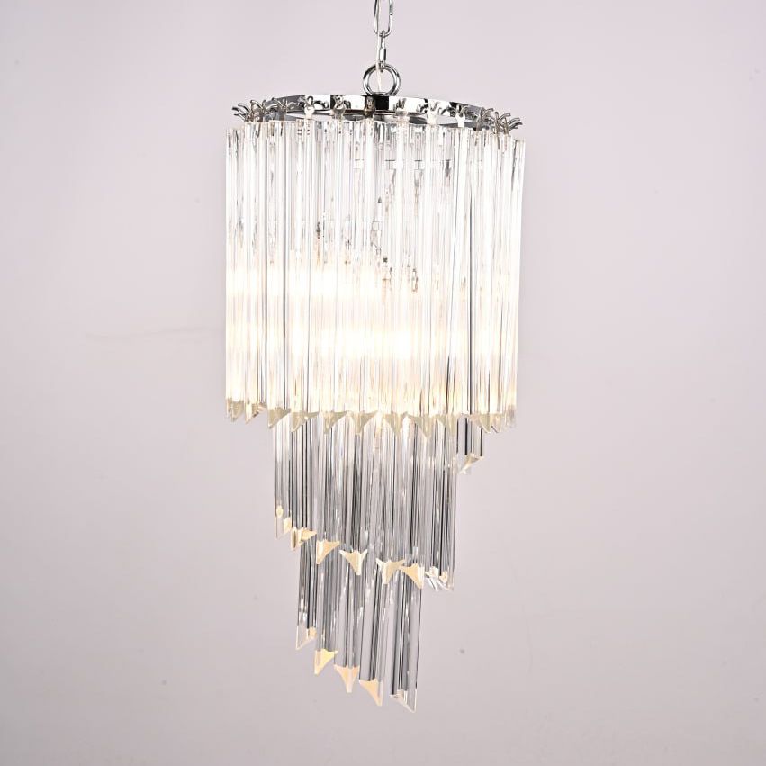 Подвесная люстра Odeon Chandelier Glass Clear 30*30*69 см, 3*E14*40W, ImperiumLoft 40.1929-2, Хром
