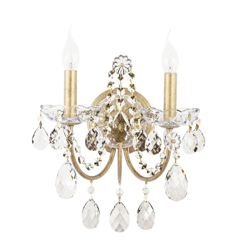 Бра 31 см, Crystal Lux ODELIS AP2 GOLD, золото с патиной
