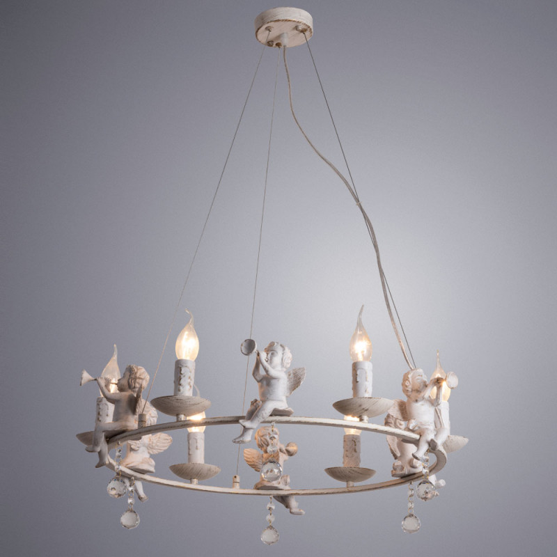Подвесная люстра Arte Lamp Amur A1133SP-6WG белое золото, диаметр 63 см