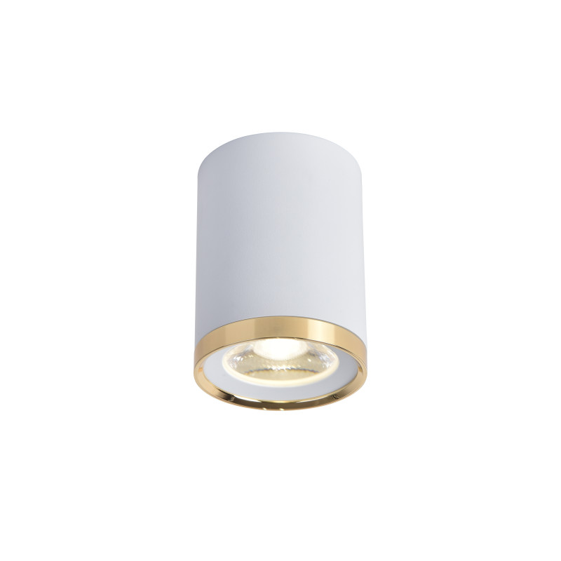 Потолочный светильник Favourite Prakash 3085-1C, D68*H91, накладной светильник, каркас сочетает в себе два цвета - матовый белый и золото, декоративный элемент в виде кольца